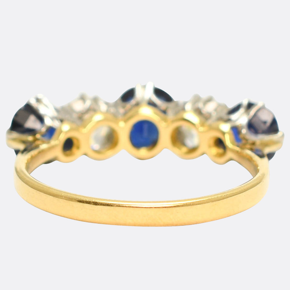 Late Victorian Sapphire & Diamond 5-Stone Ring