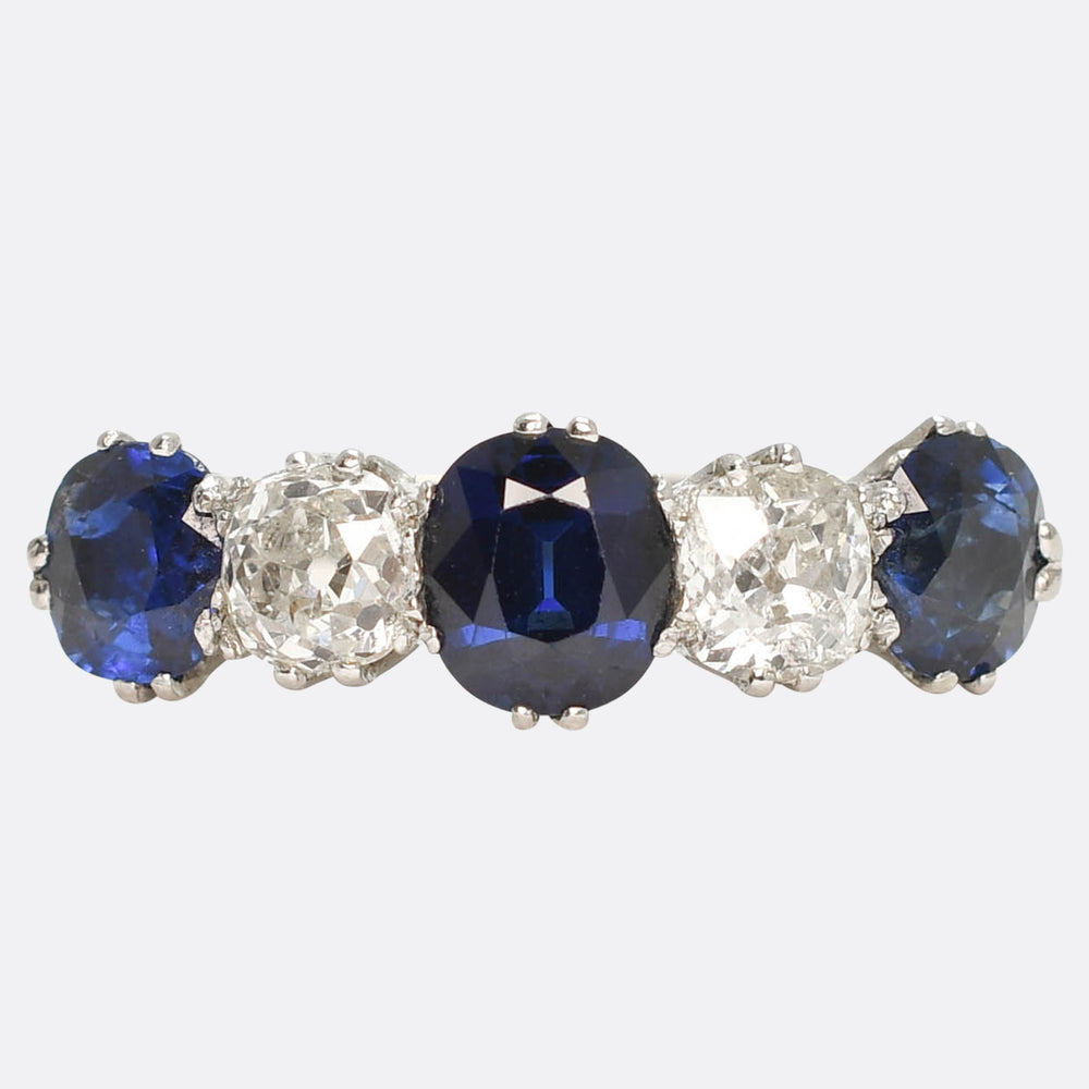 Late Victorian Sapphire & Diamond 5-Stone Ring