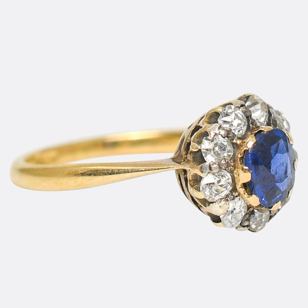 Late Victorian Sapphire & Diamond Cluster Ring
