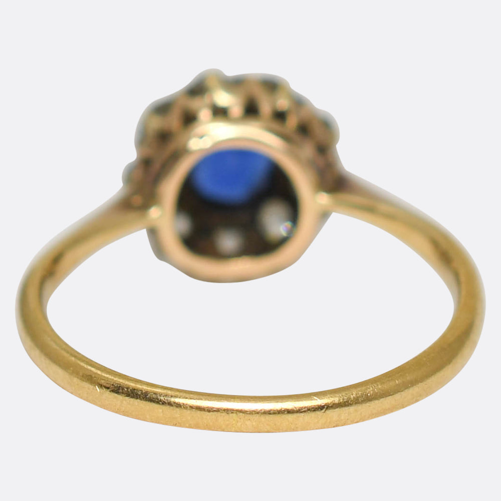 Late Victorian Sapphire & Diamond Cluster Ring