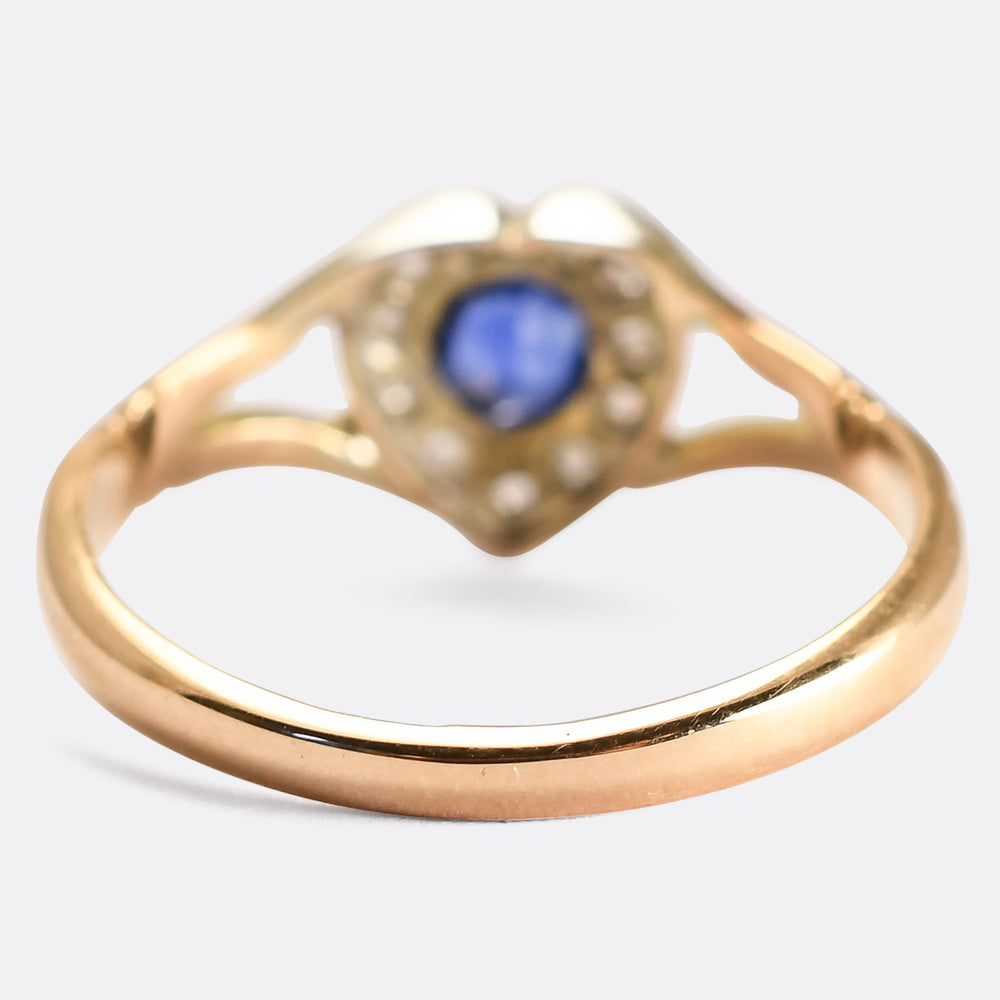 Late Victorian Sapphire & Diamond Heart Cluster Ring