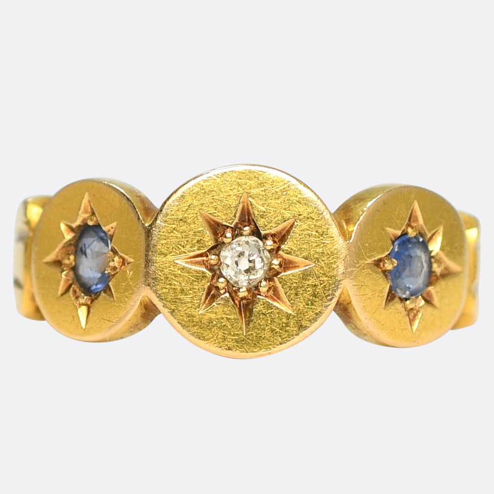 Late Victorian Sapphire & Diamond Star-Set Band Ring