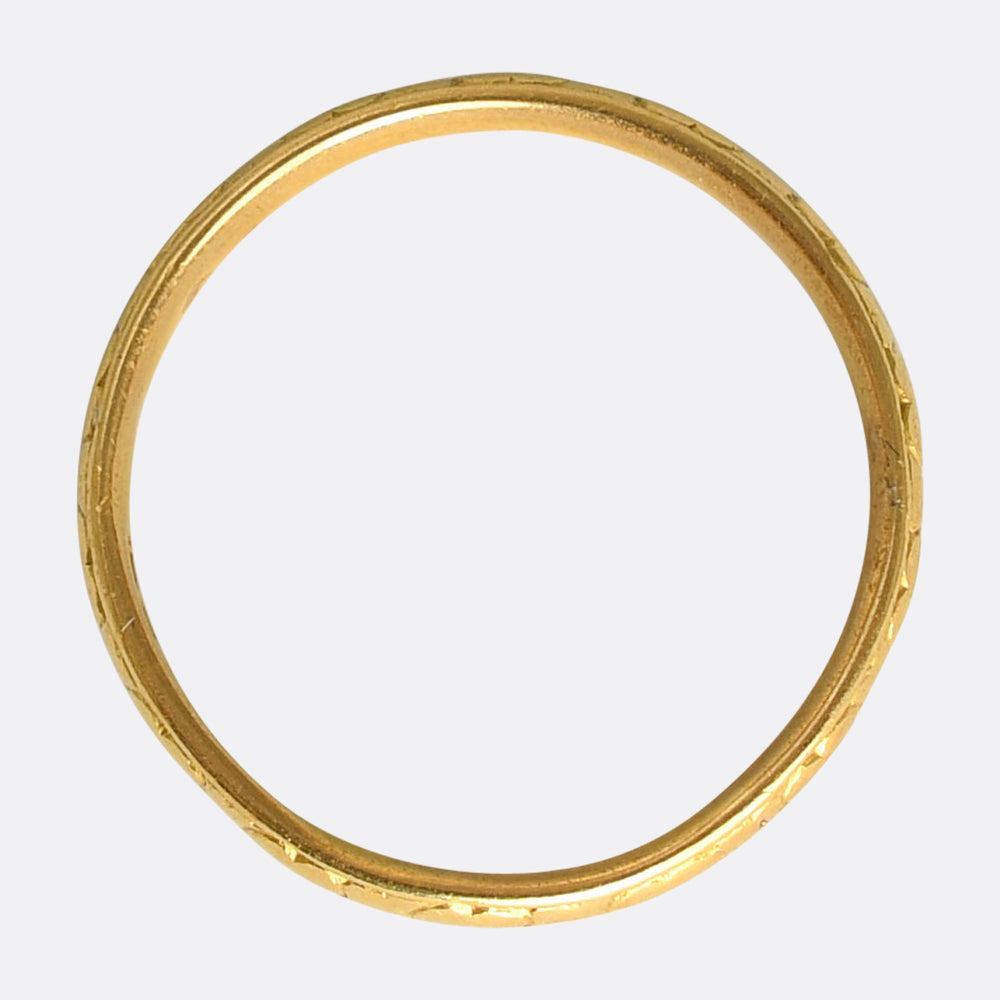 Mid-Century 22k Gold Heart Wedding Band