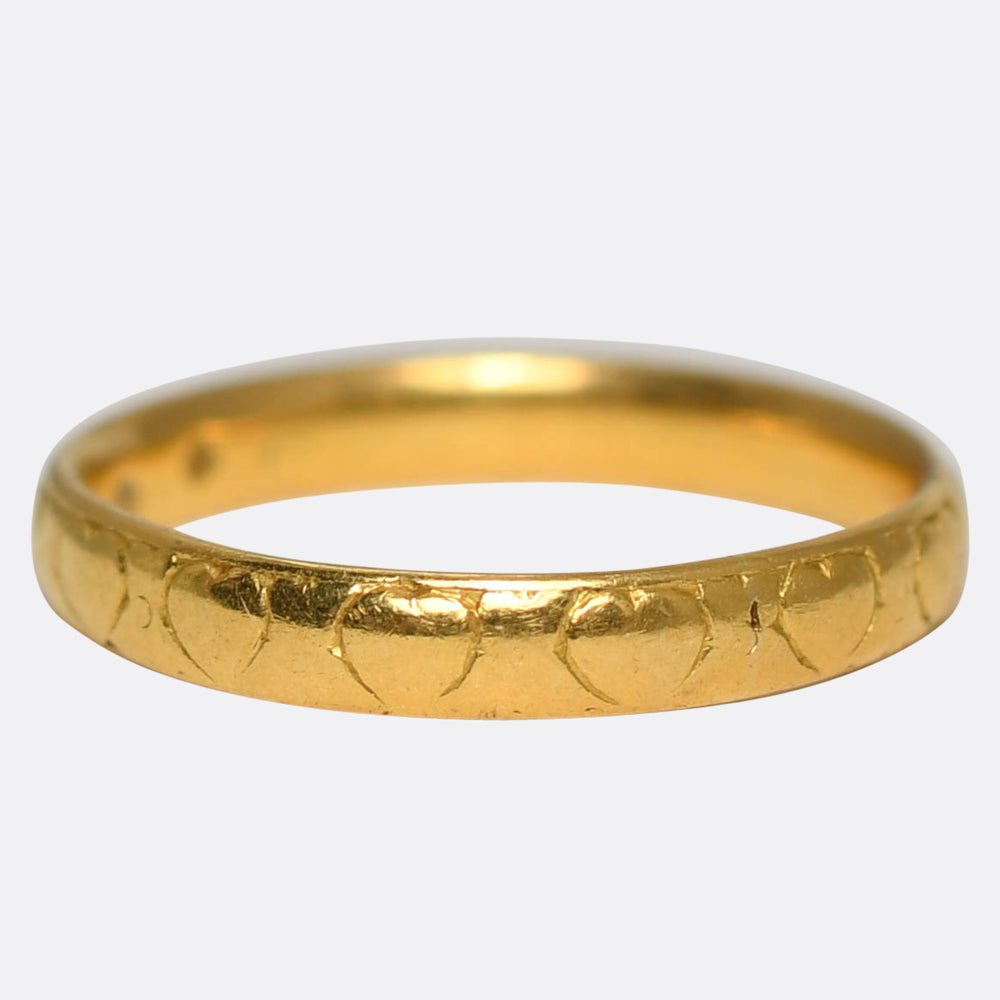 Mid-Century 22k Gold Heart Wedding Band