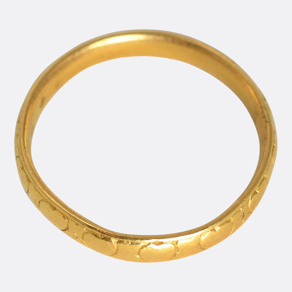 Mid-Century 22k Gold Heart Wedding Band