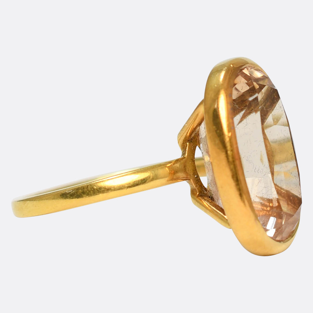 Mid-Century 9.80ct Precious Topaz 22k Gold Ring