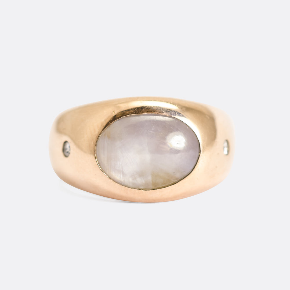 Mid-Century Star Sapphire Signet Ring