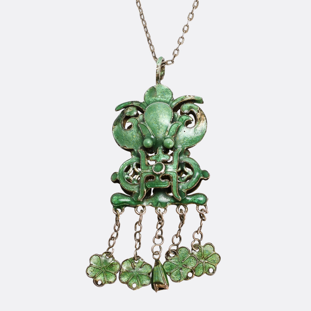 Mid-Century The Green Man Lucky Necklace