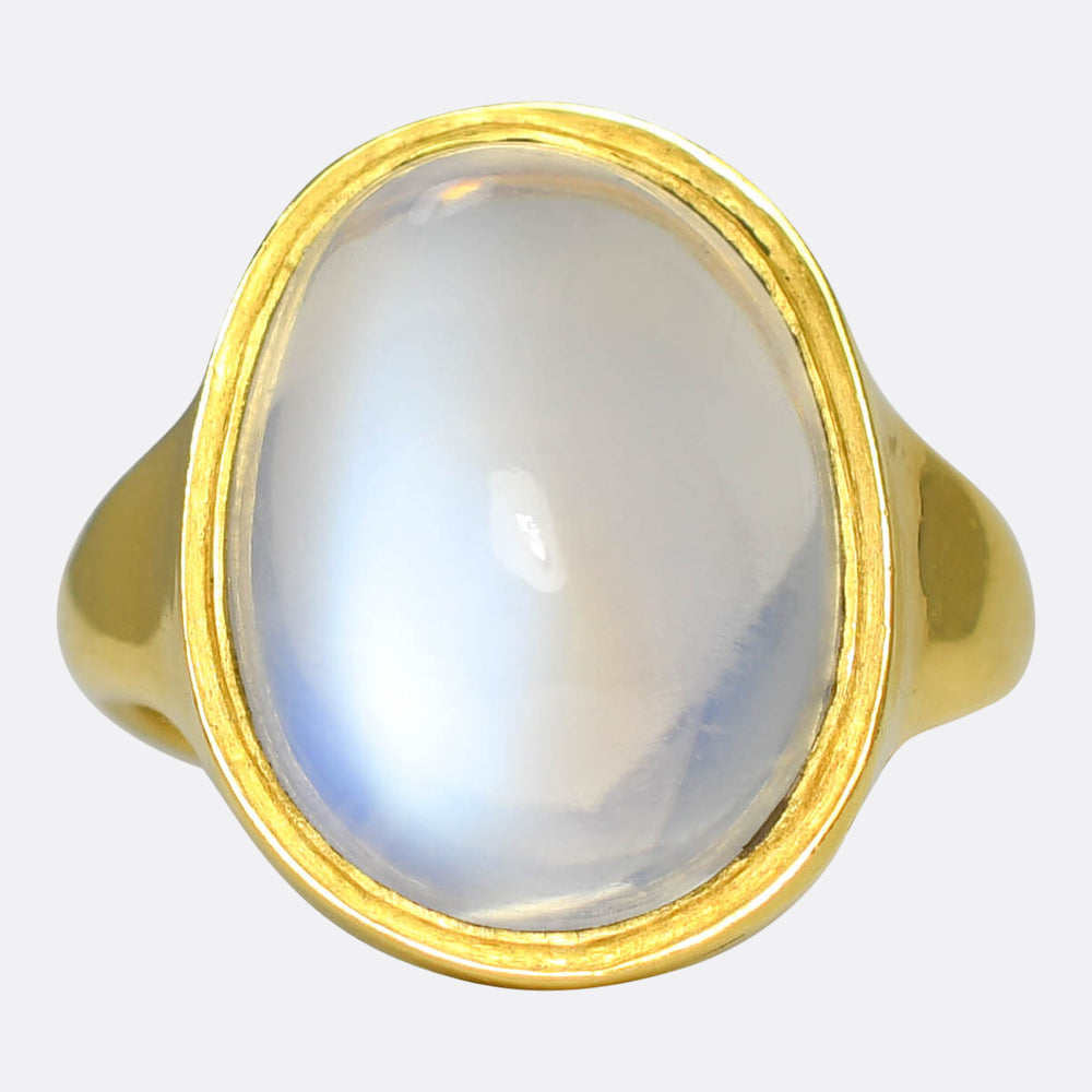 Oversized 16ct Moonstone 22k Gold Solitaire Ring