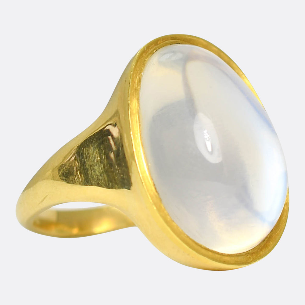 Oversized 16ct Moonstone 22k Gold Solitaire Ring