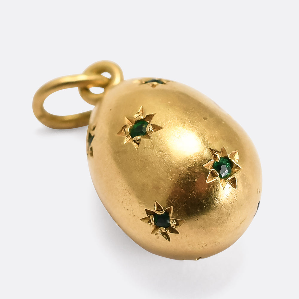 Pre revolution Russian Demantoid Garnet Fabergé Miniature Egg Pendant