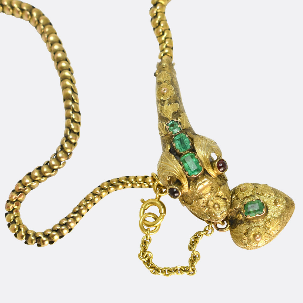Regency Period Emerald Snake & Heart Collar