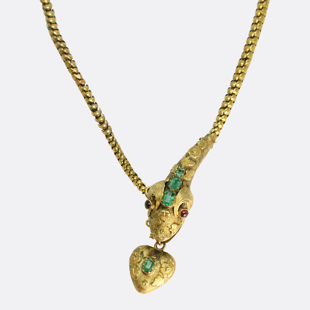 Regency Period Emerald Snake & Heart Collar