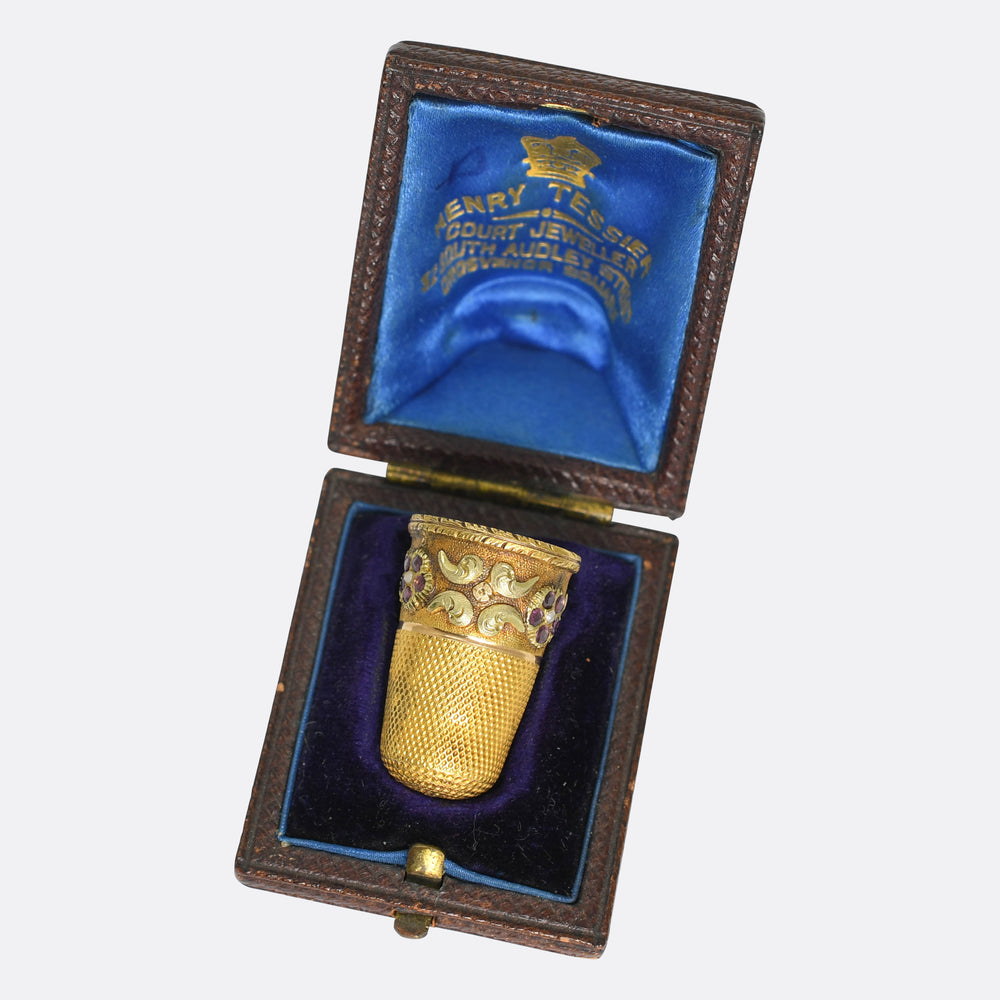Regency Period Garnet & Pearl Floral Thimble