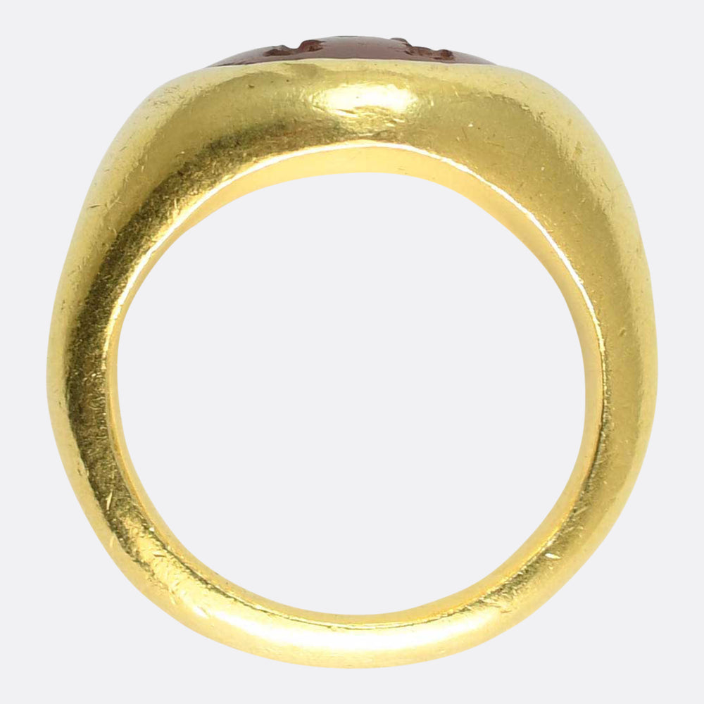 Roman Asclepius & Hygeia Carnelian Intaglio Signet Ring