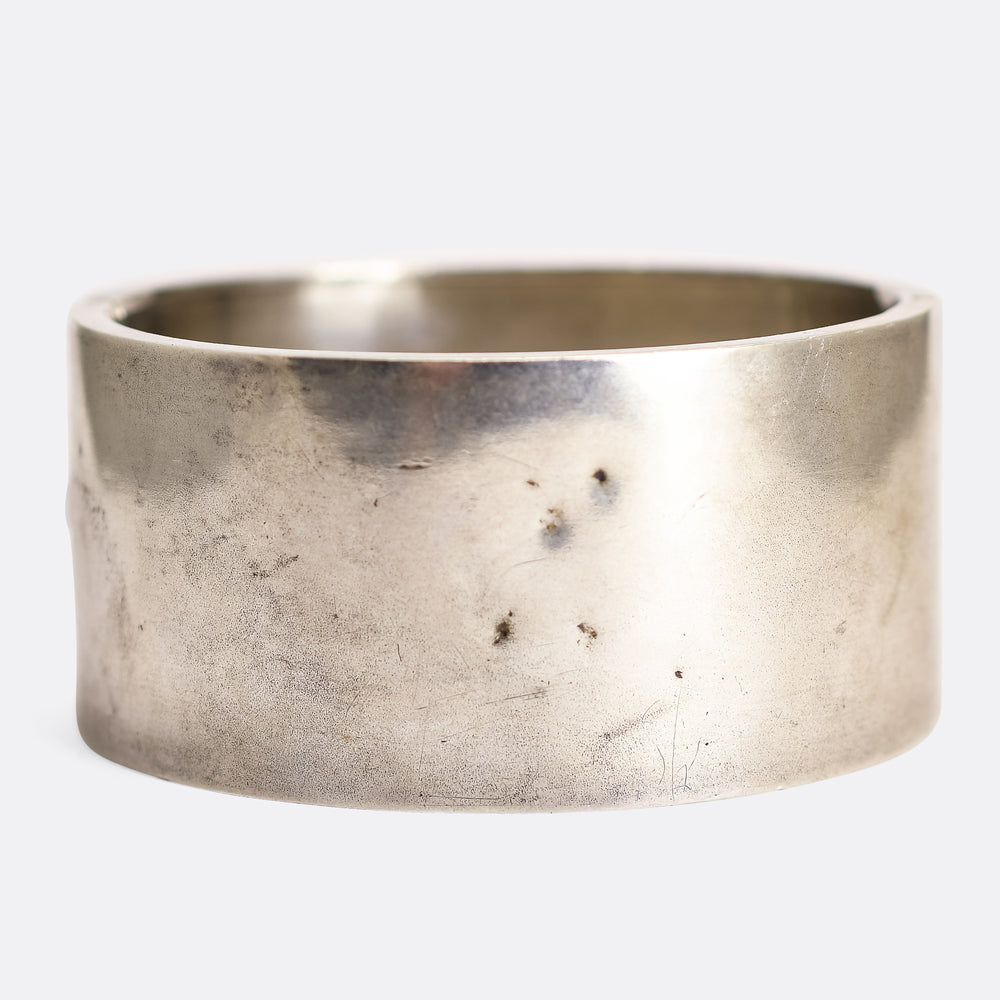 Set of Three Victorian Silver Cuff Bangles with Rose Gold Inlay