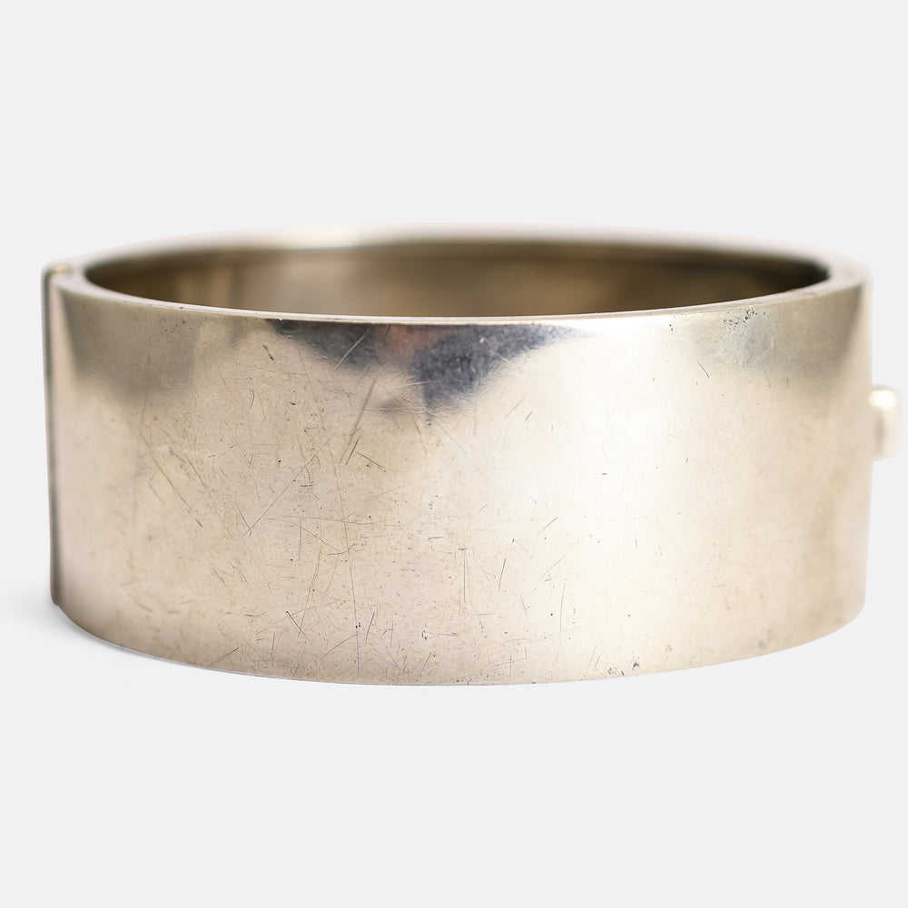 Set of Three Victorian Silver Cuff Bangles with Rose Gold Inlay