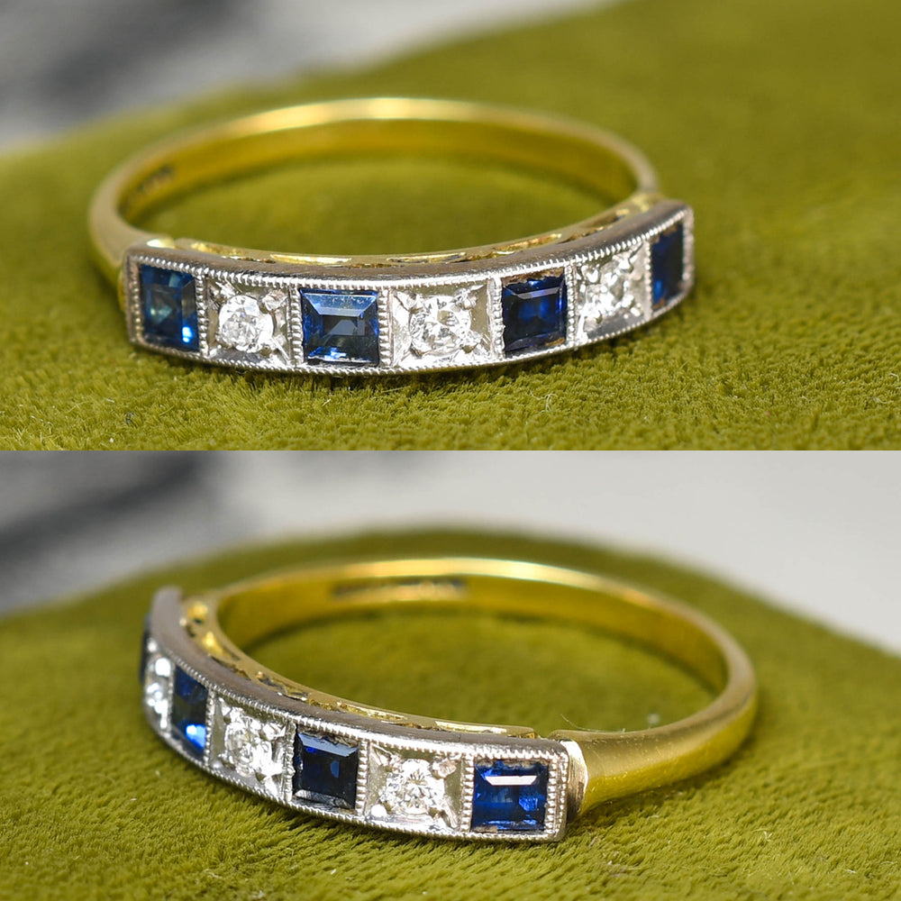 Art Deco Sapphire & Diamond Half Eternity Ring