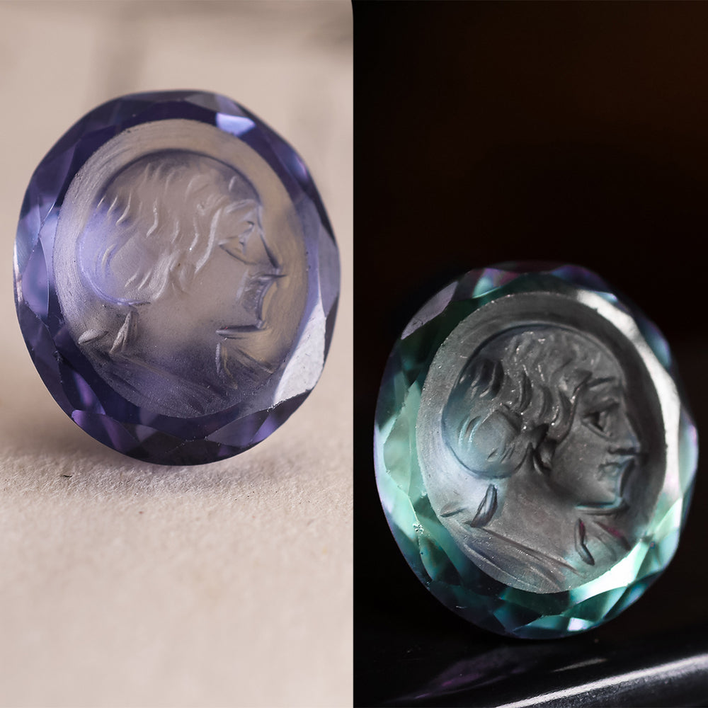 1920's Portrait Colour Change Sapphire Intaglio Seal