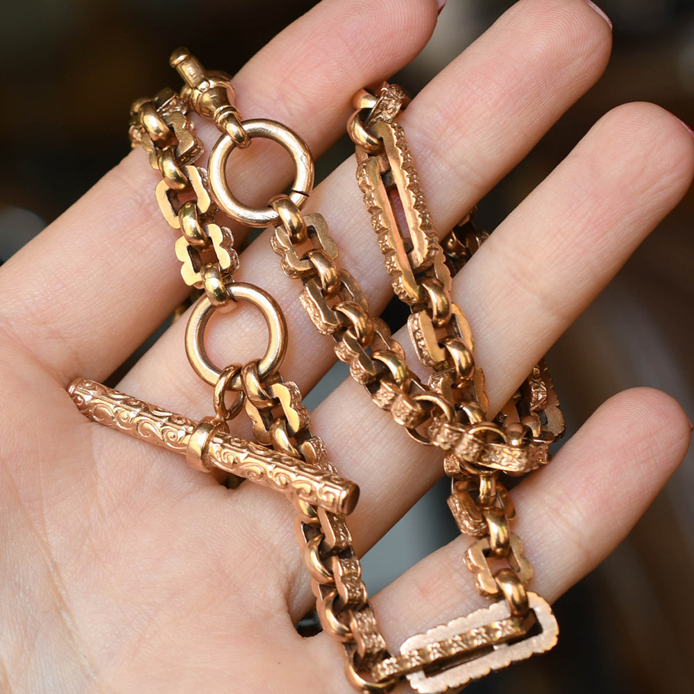 Huge Victorian Fancy-Link Double Albert Chain