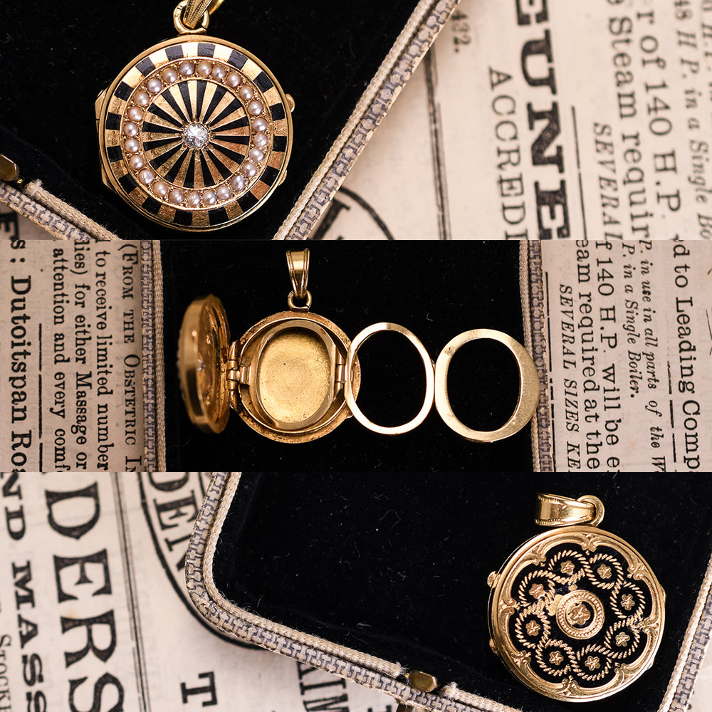 Victorian Diamond, Pearl & Enamel Family Locket