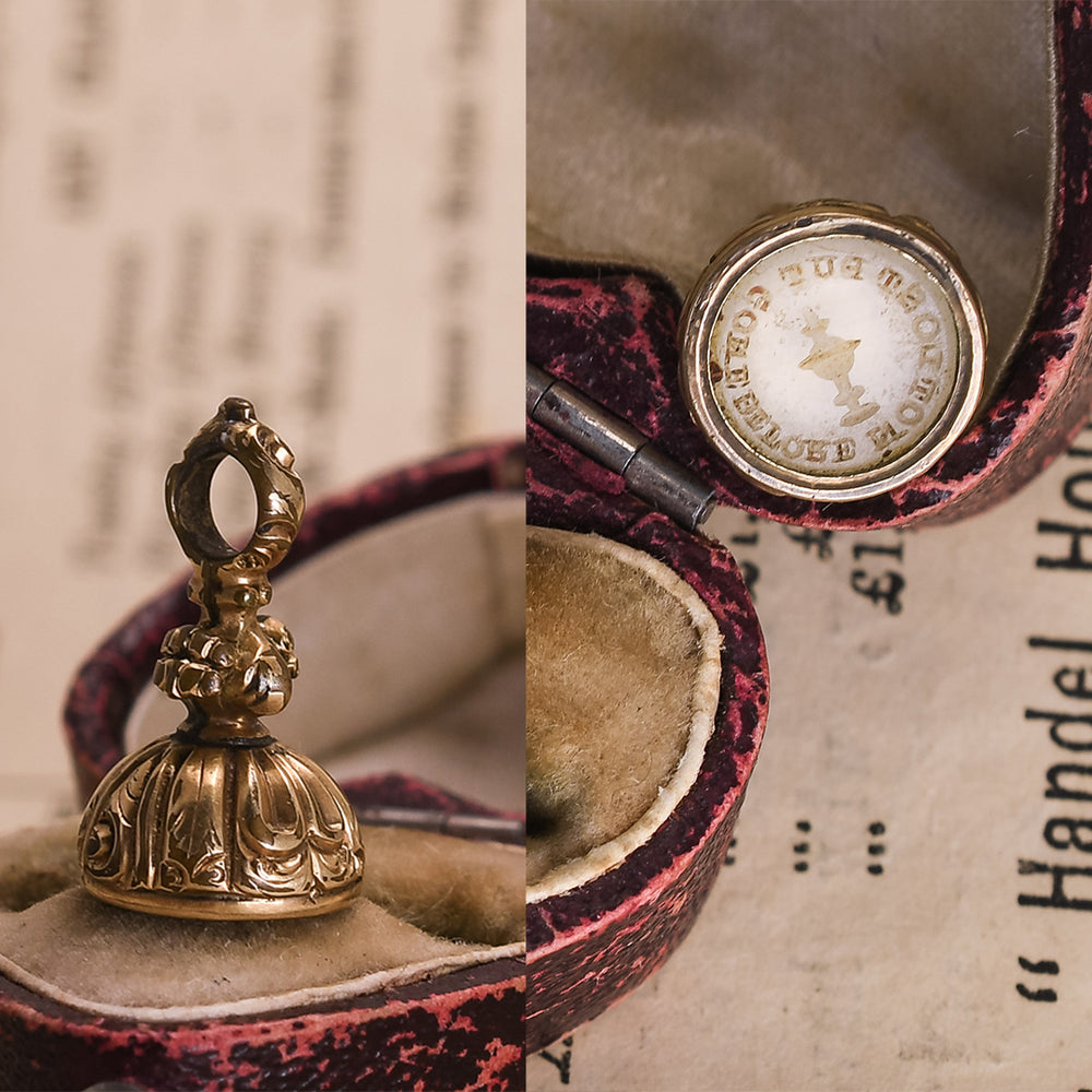 Georgian Miniature “Not Lost But Gone Before” Chalcedony Memorial Fob