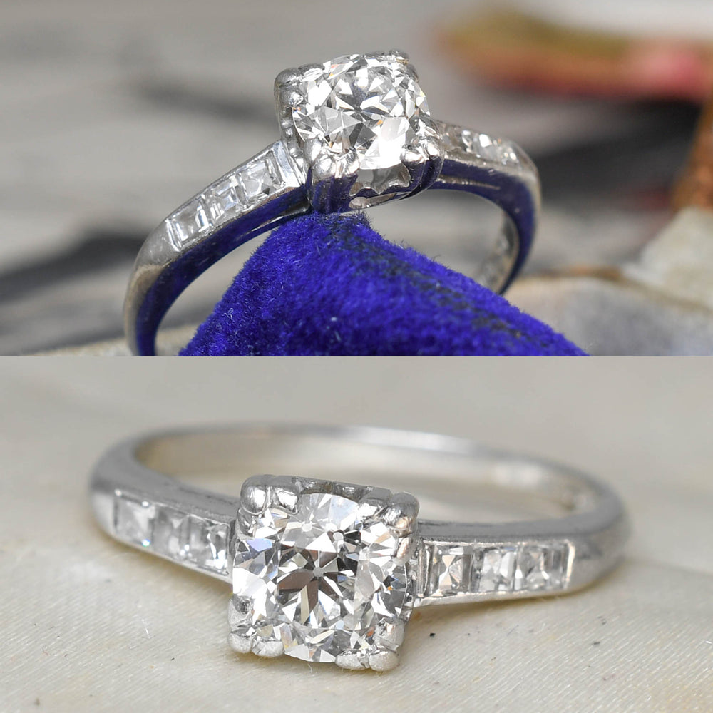 Art Deco Diamond Platinum Solitaire Engagement Ring