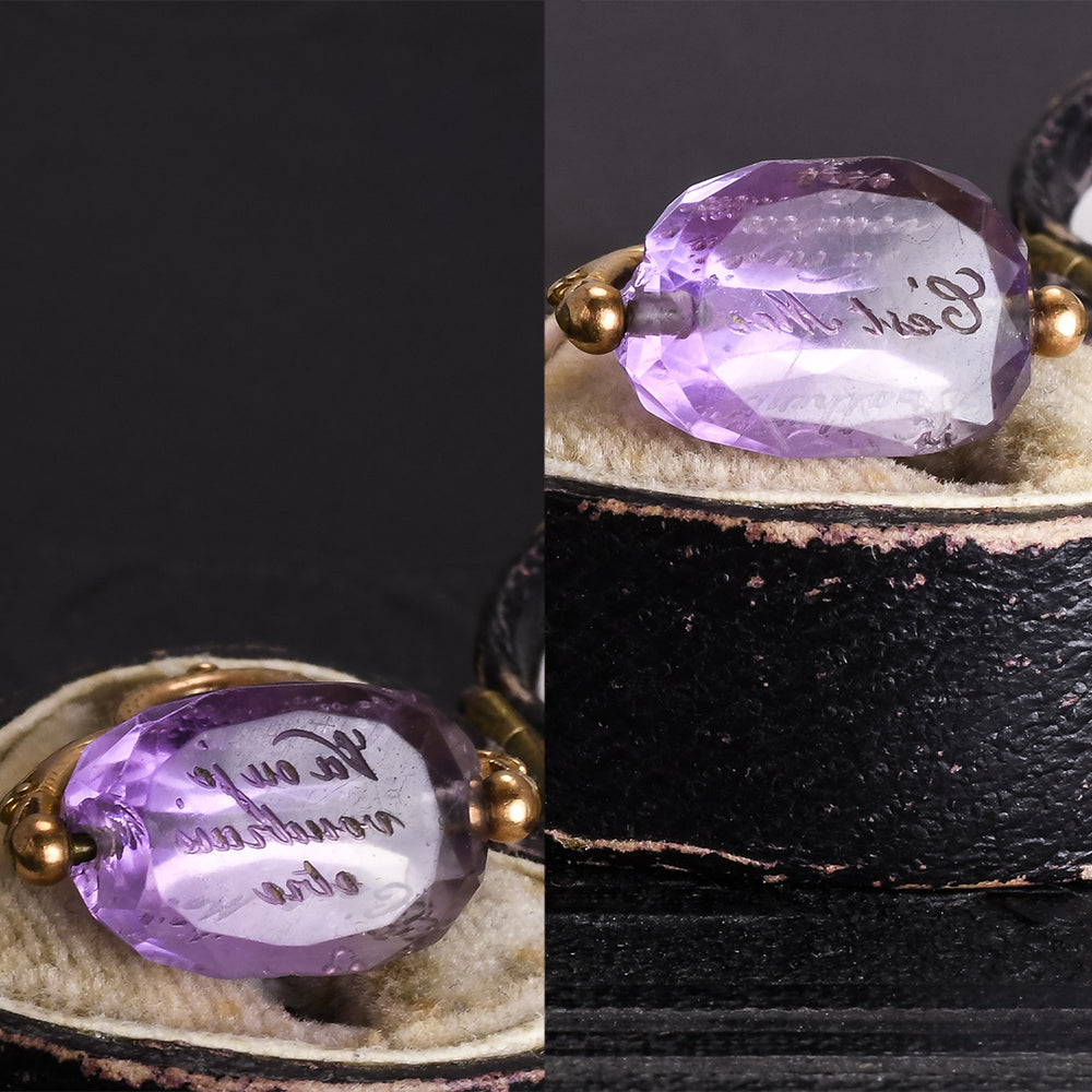 Victorian French Amethyst Love Token Spinner Fob Pendant