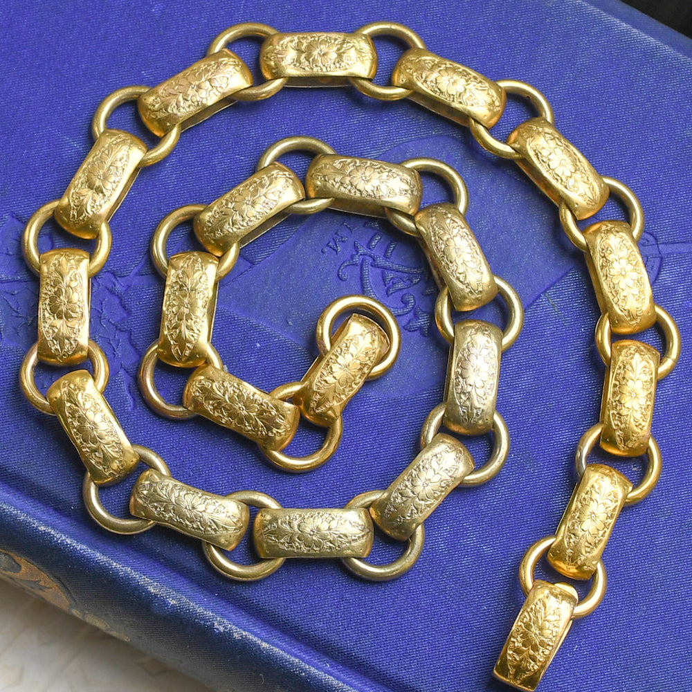 Victorian 15k Gold Book Chain Collar
