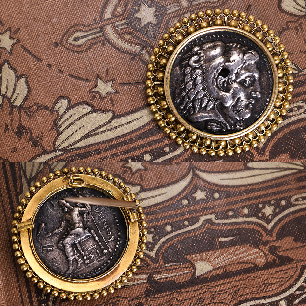 Archaeological Revival Alexander the Great Coin Brooch
