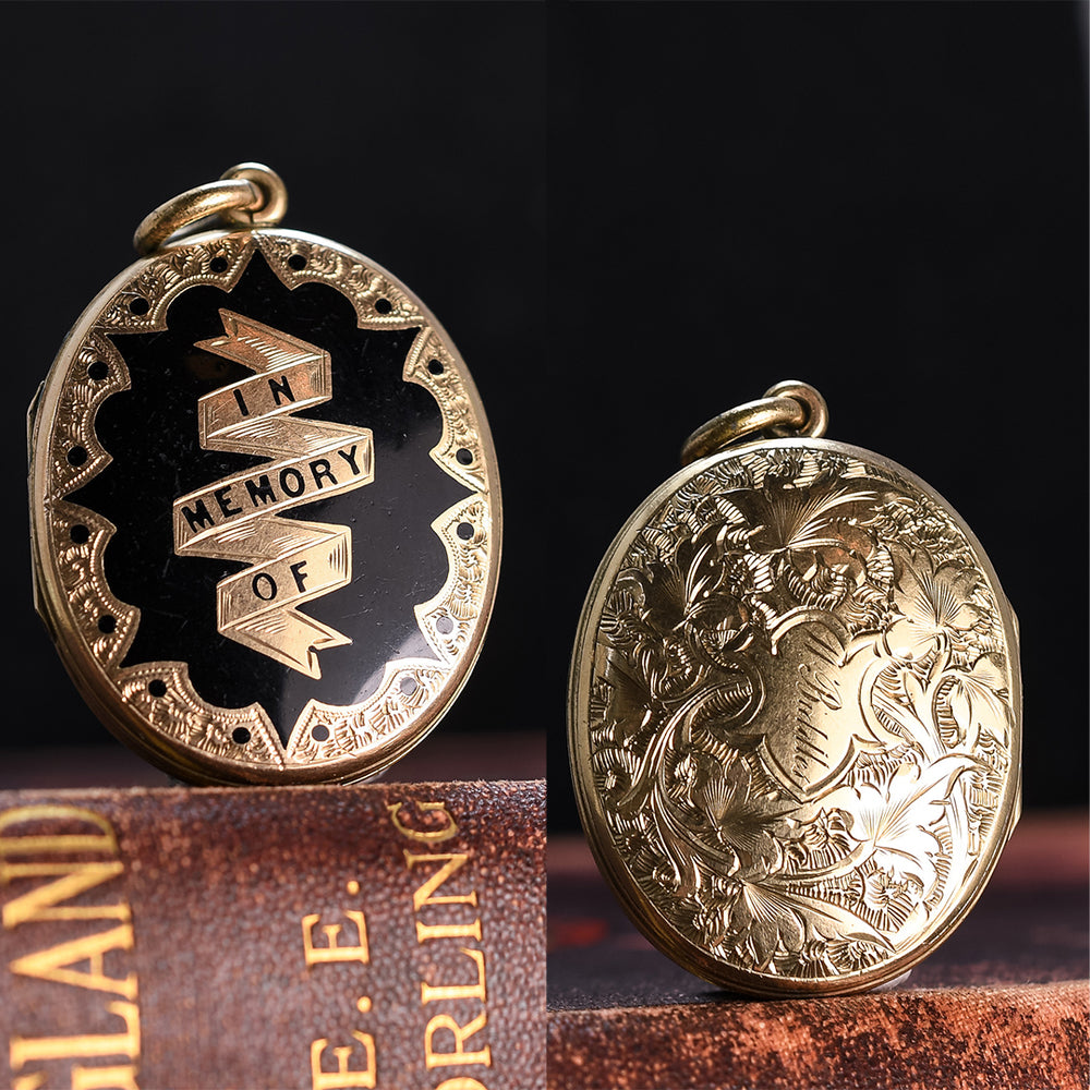 Victorian IN MEMORY OF Oval Mourning Locket