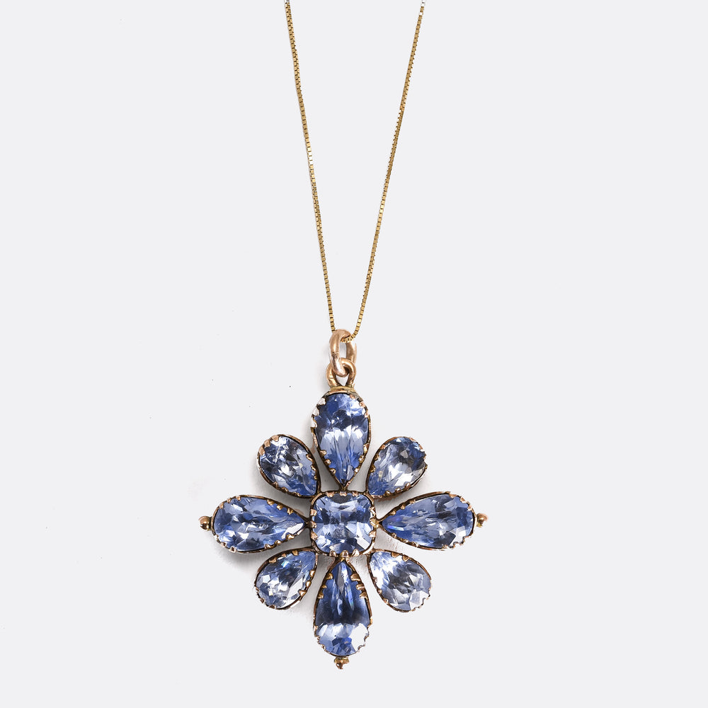 Georgian Blue Paste Flower Pendant