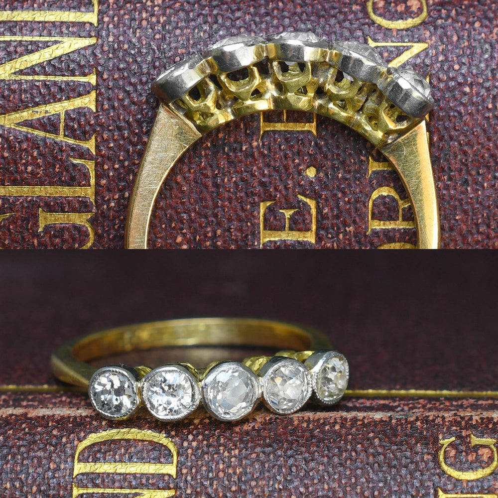 Edwardian Diamond 5-Stone Bezel Ring