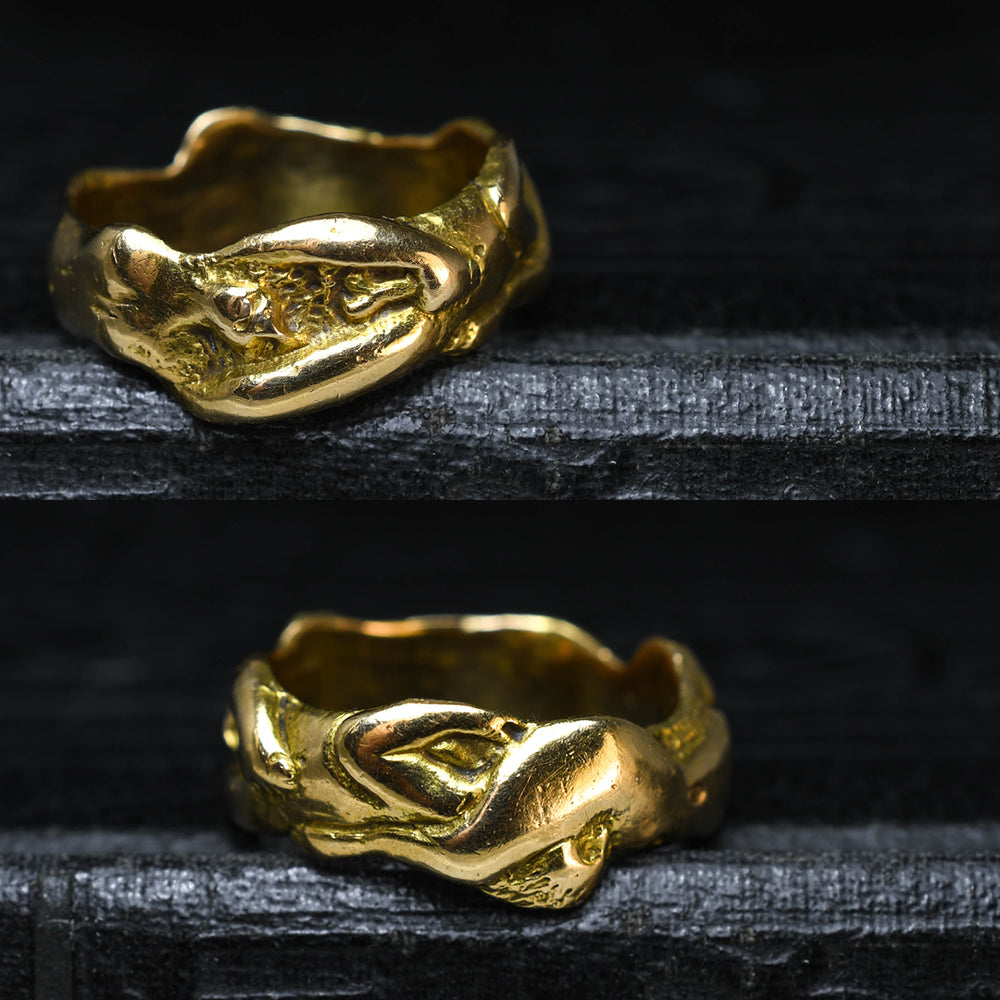Art Nouveau French 18k Gold Erotic Ring