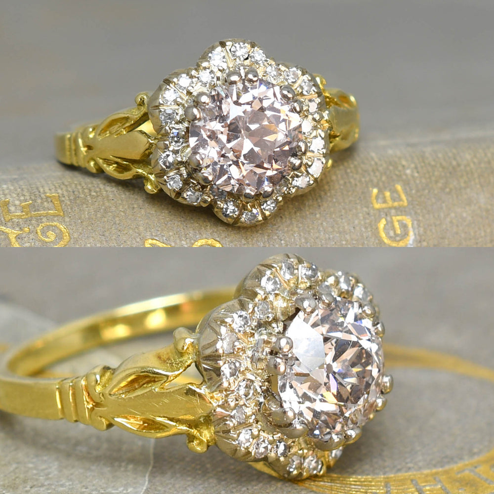 Victorian 1.3ct Old Cut Diamond Flower Cluster Ring