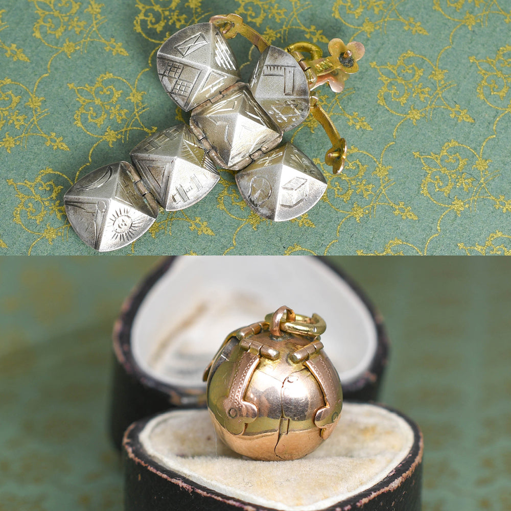 Victorian Gold & Silver Masonic Orb Pendant