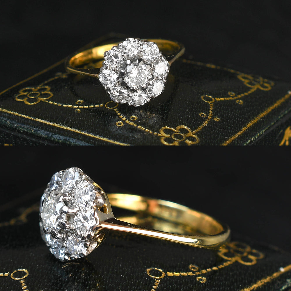 1930's Transitional Cut Diamond Flower Ring