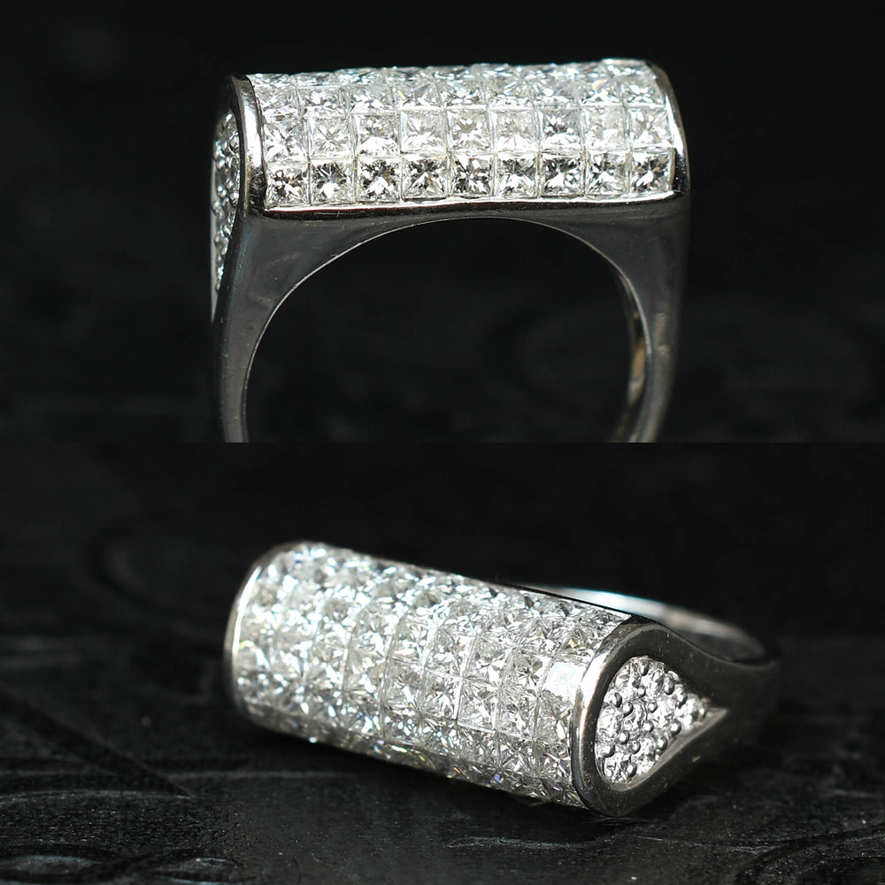 Princess Cut Diamond 18k Gold Bombé Ring