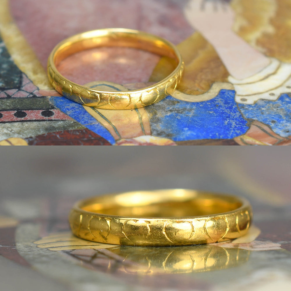 Mid-Century 22k Gold Heart Wedding Band