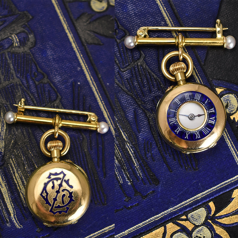 Victorian Enamel Pocket Watch Charm