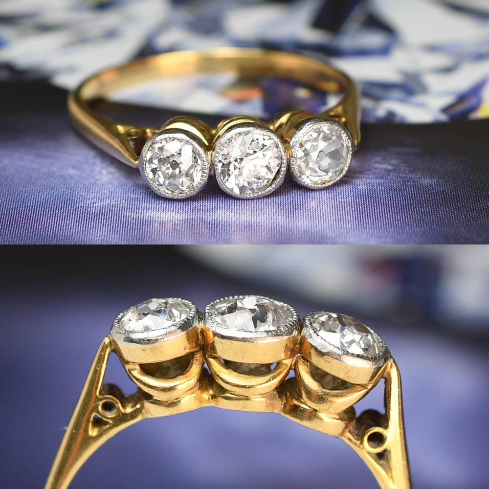 Edwardian Diamond Bezel Trilogy Ring