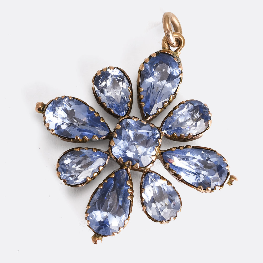 Georgian Blue Paste Flower Pendant