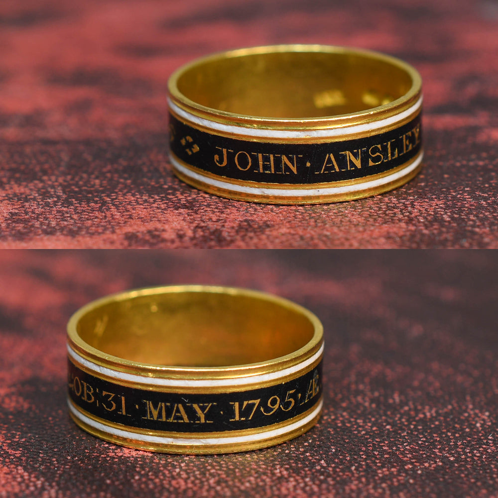 Georgian 18k Gold & Enamel Memorial Ring