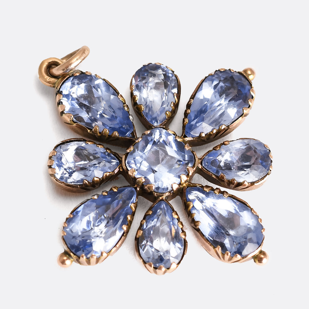 Georgian Blue Paste Flower Pendant