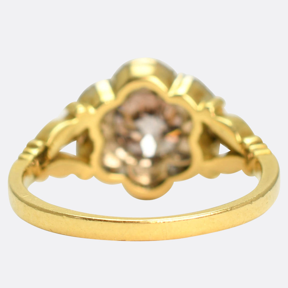 Victorian 1.3ct Old Cut Diamond Flower Cluster Ring
