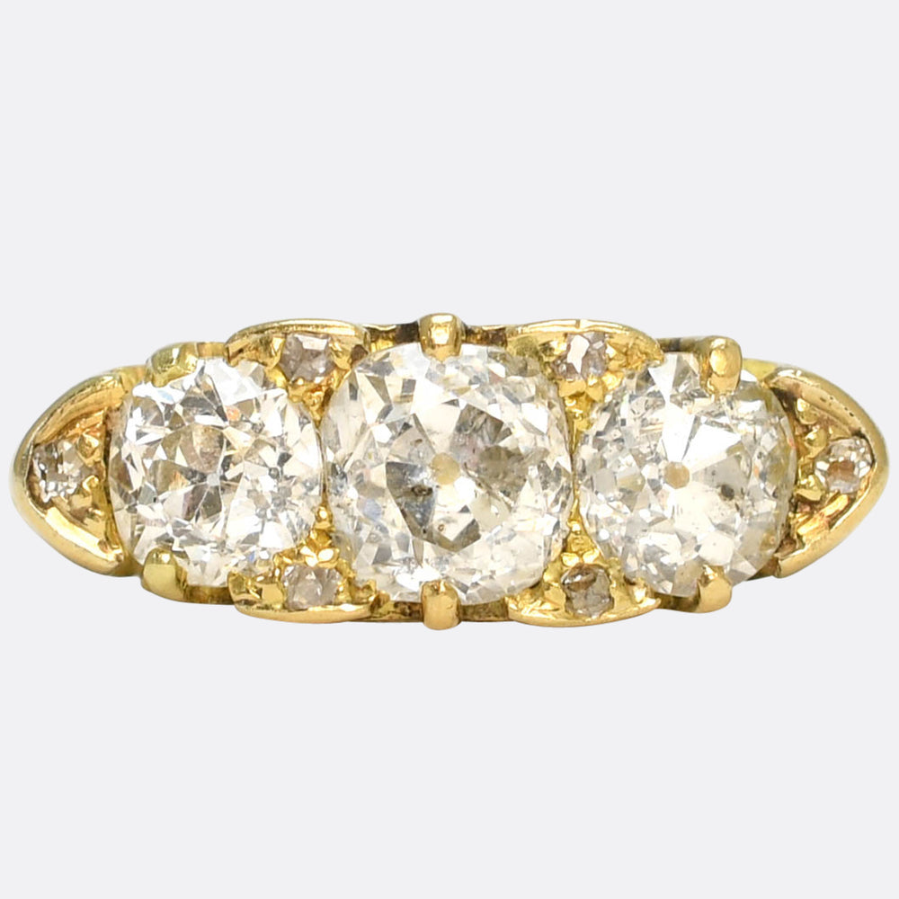 Victorian 1.4ct Diamond Trilogy Cluster Ring