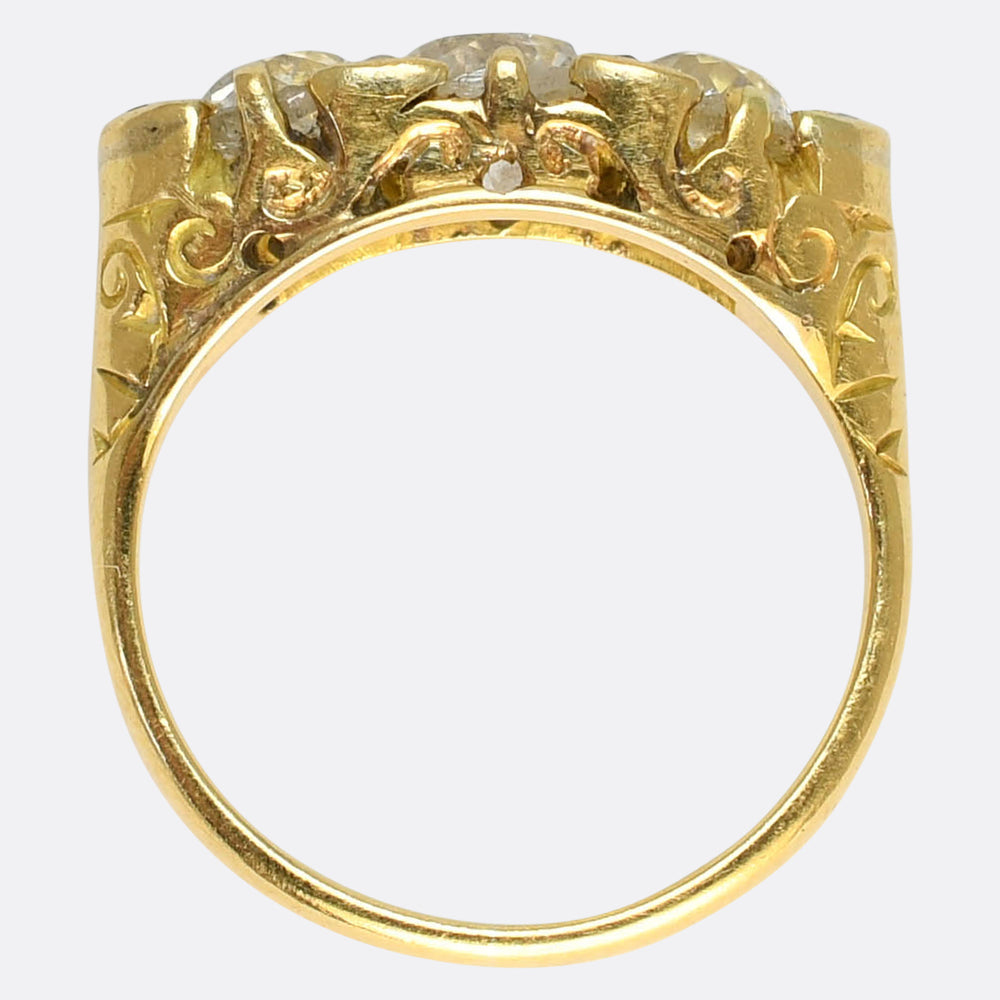 Victorian 1.4ct Diamond Trilogy Cluster Ring