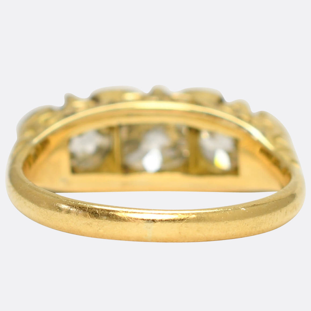 Victorian 1.4ct Diamond Trilogy Cluster Ring