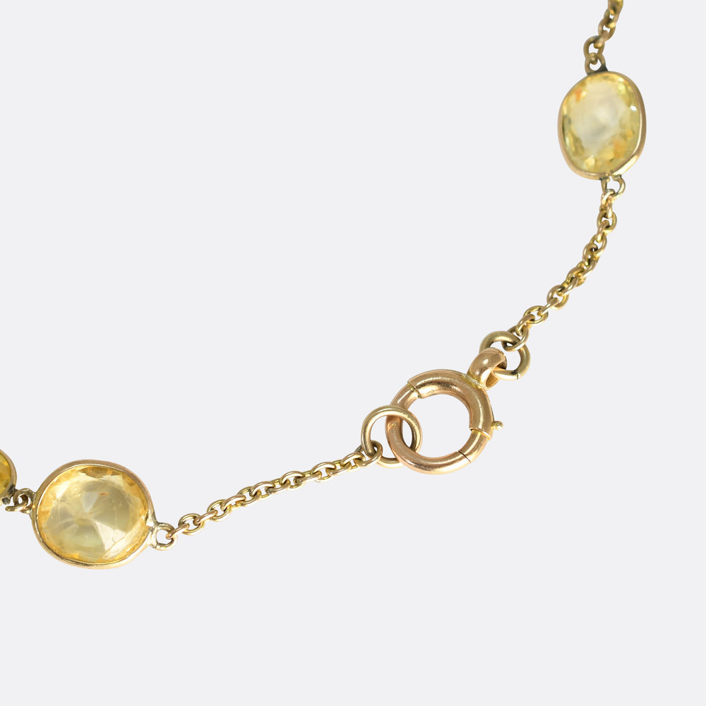 Victorian 150ct Yellow Sapphire Long Chain Necklace