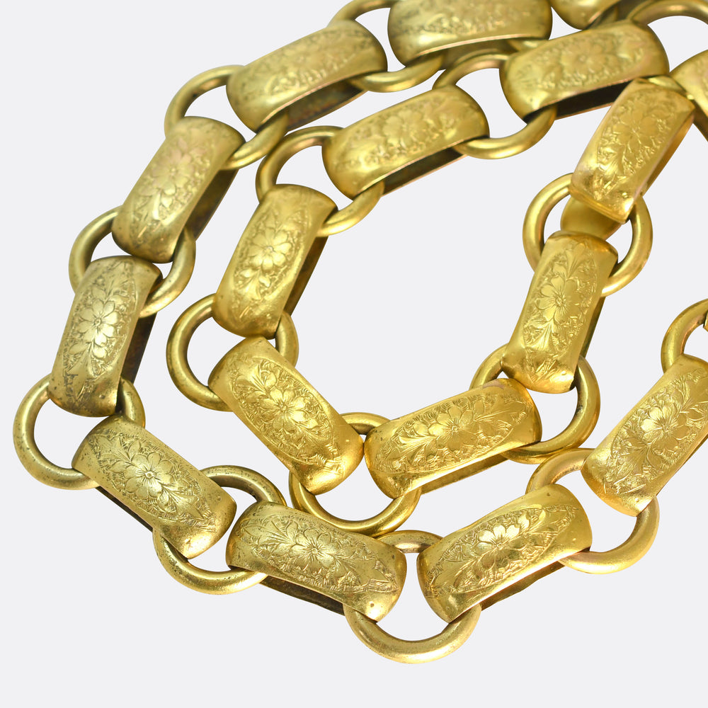 Victorian 15k Gold Book Chain Collar